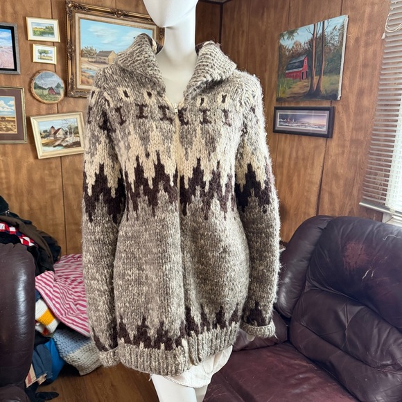 Sweaters - Chunky Hooded Wool-Blend Sweater Cardigan in Taupe and Chocolate